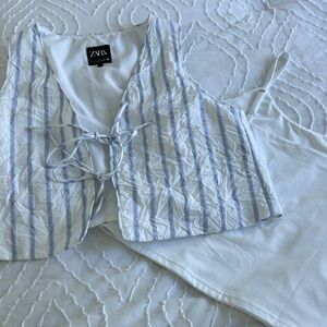 Zara Blue Striped Vest